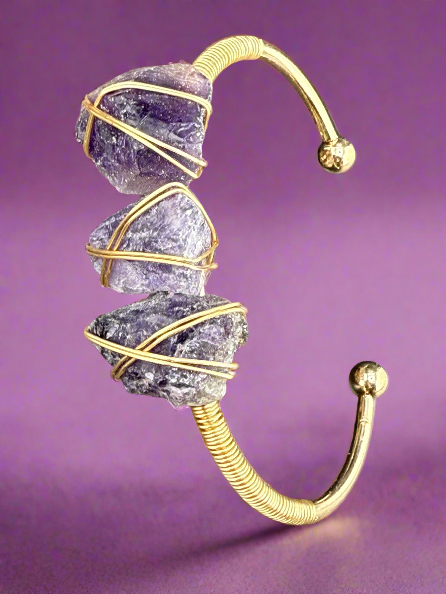 Natural Raw Crystals Cuff Bracelet