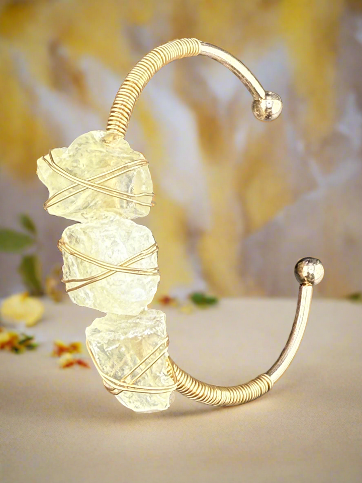 Natural Raw Crystals Cuff Bracelet