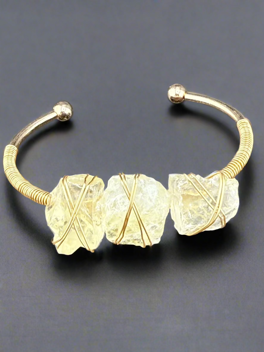 Natural Raw Crystals Cuff Bracelet