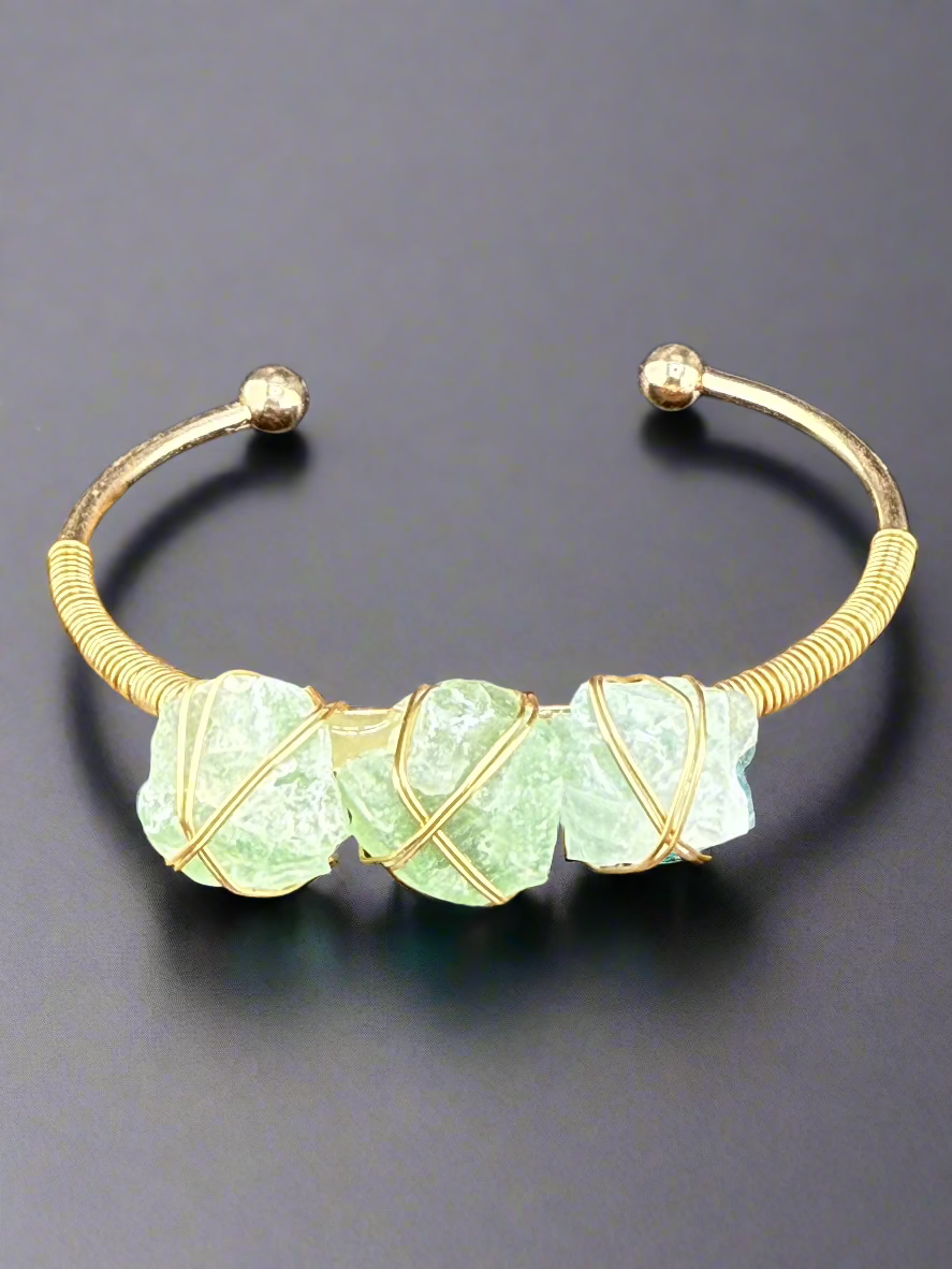 Natural Raw Crystals Cuff Bracelet