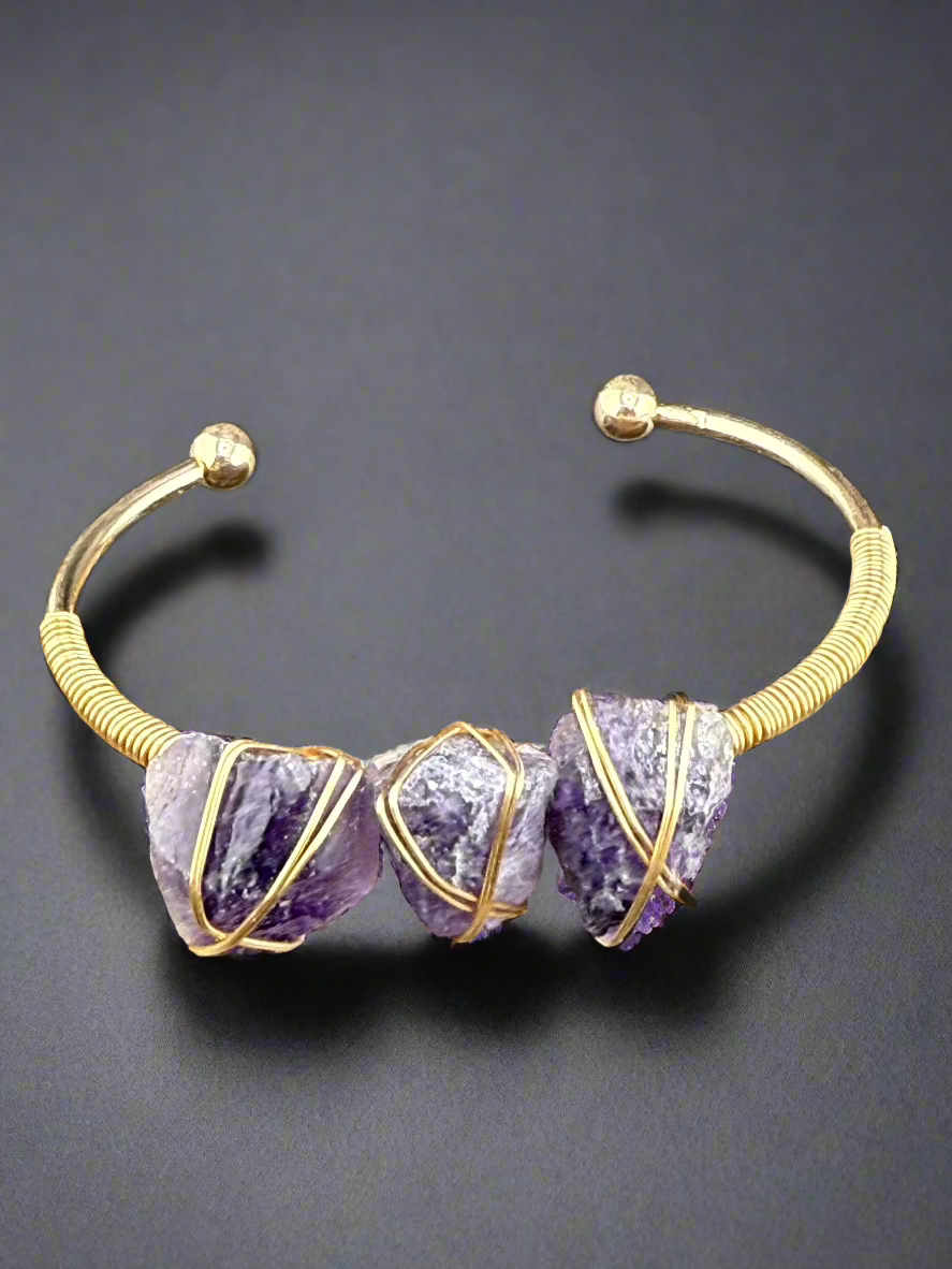 Natural Raw Crystals Cuff Bracelet