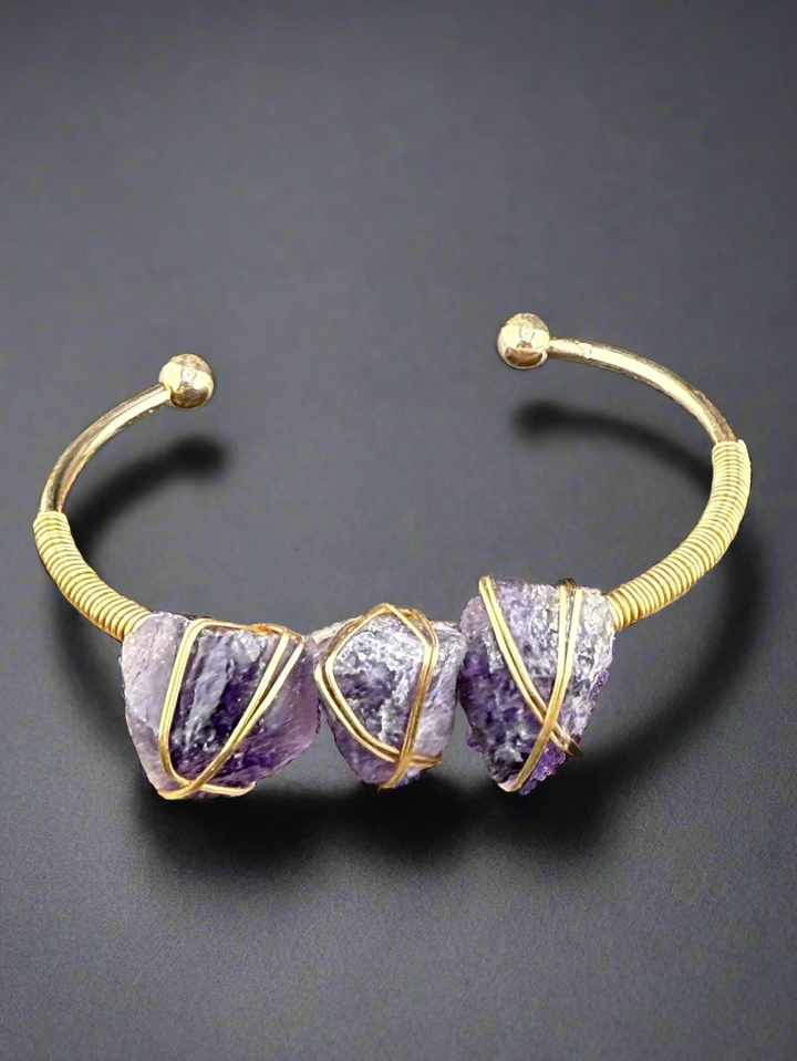 Natural Raw Crystals Cuff Bracelet