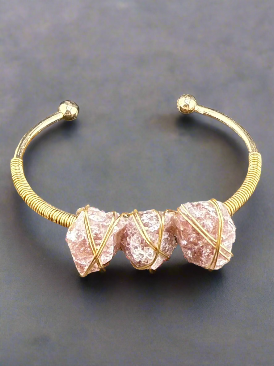 Natural Raw Crystals Cuff Bracelet