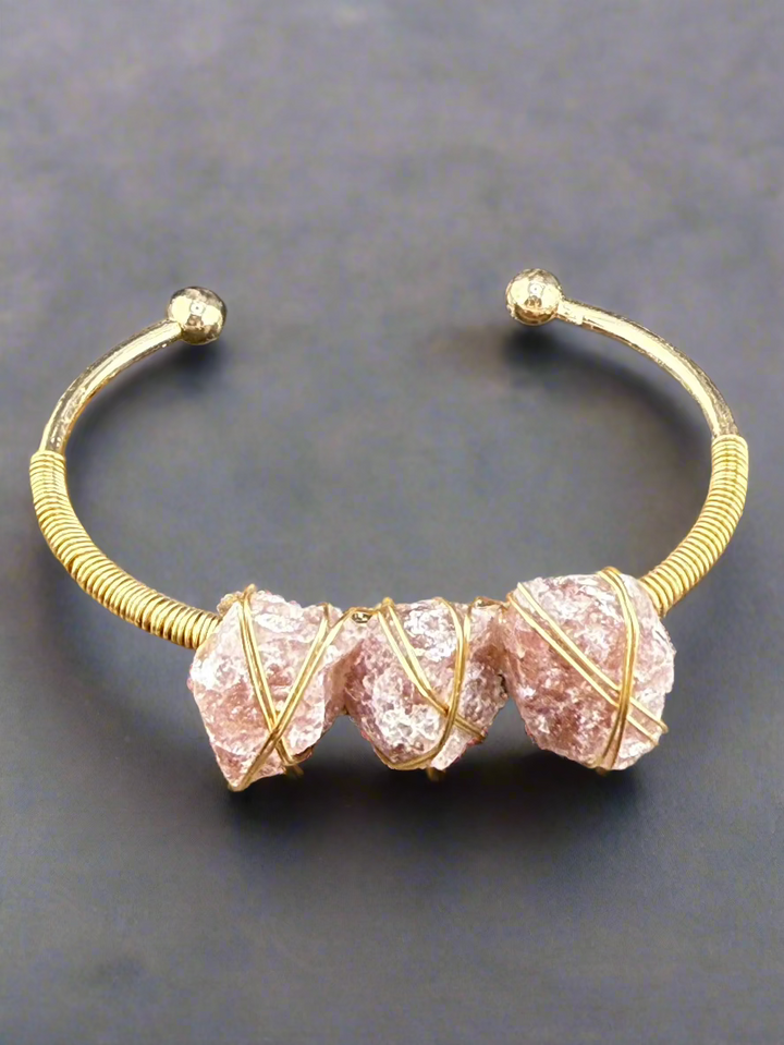 Natural Raw Crystals Cuff Bracelet