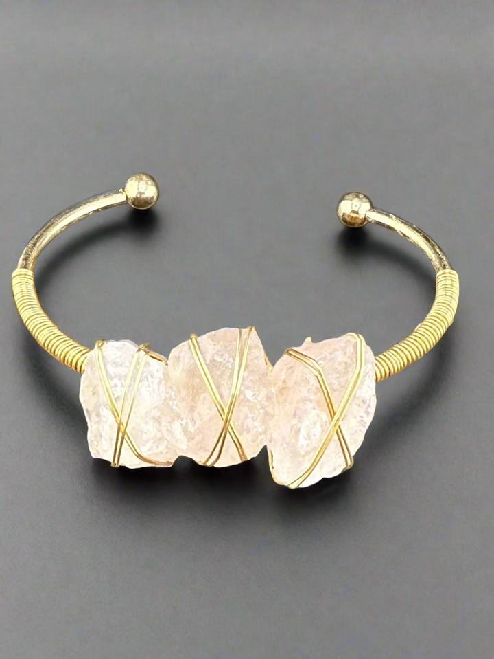Natural Raw Crystals Cuff Bracelet