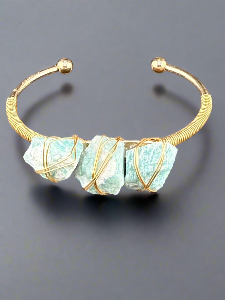 Natural Raw Crystals Cuff Bracelet
