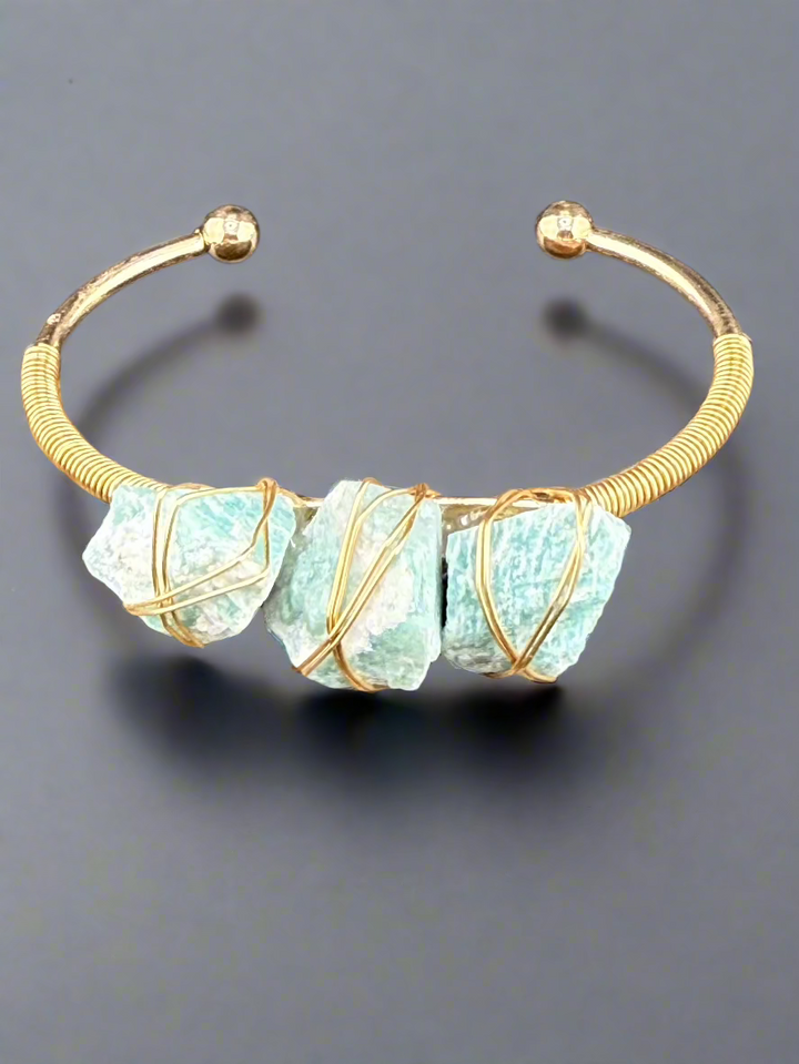 Natural Raw Crystals Cuff Bracelet