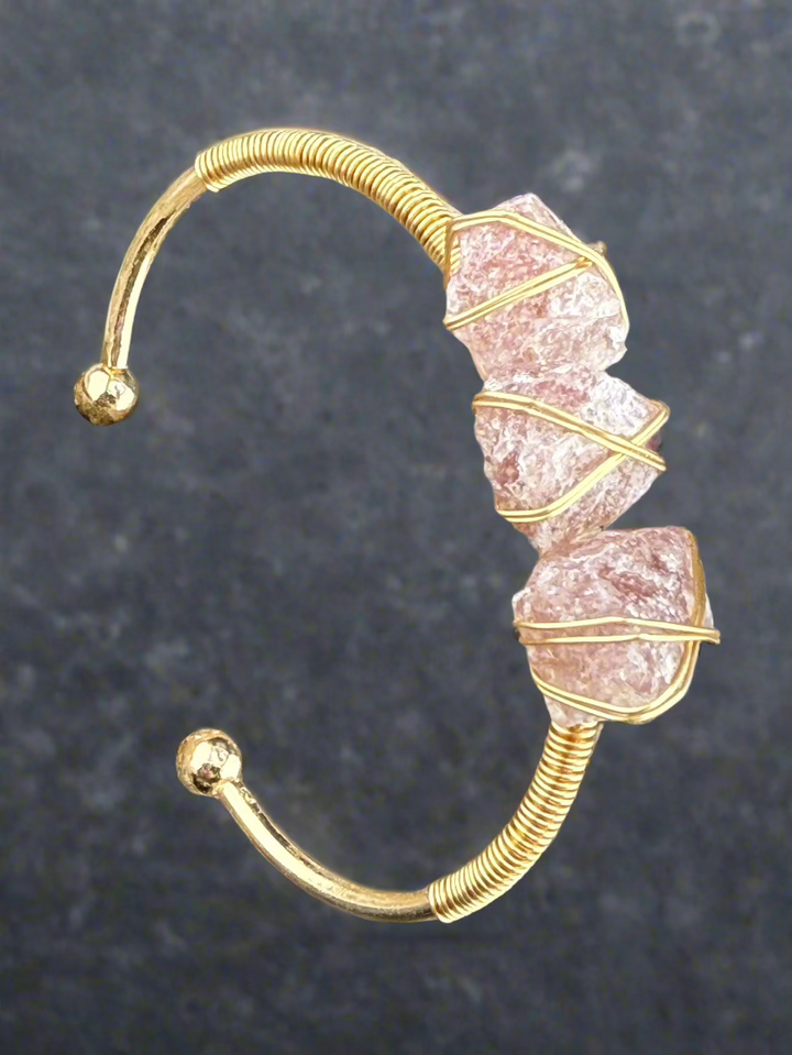 Natural Raw Crystals Cuff Bracelet