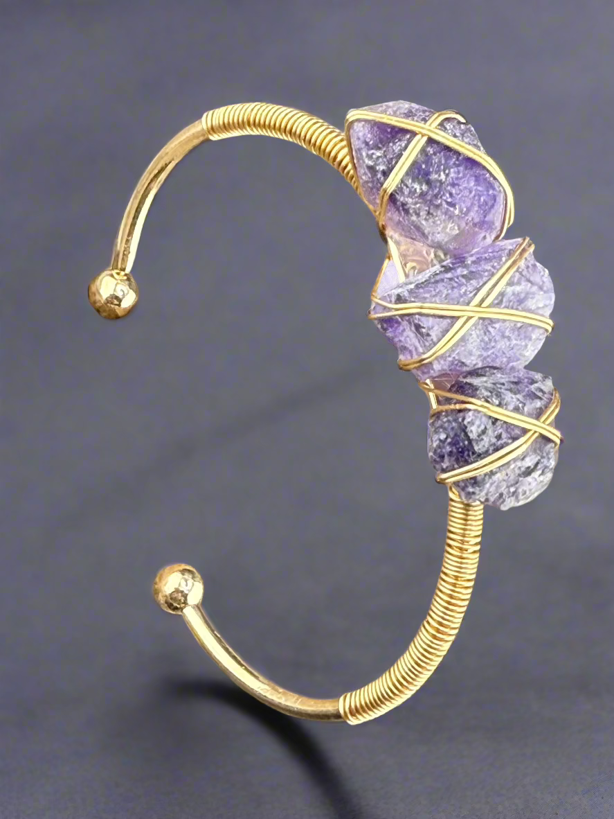 Natural Raw Crystals Cuff Bracelet