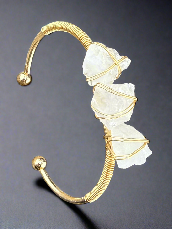 Natural Raw Crystals Cuff Bracelet