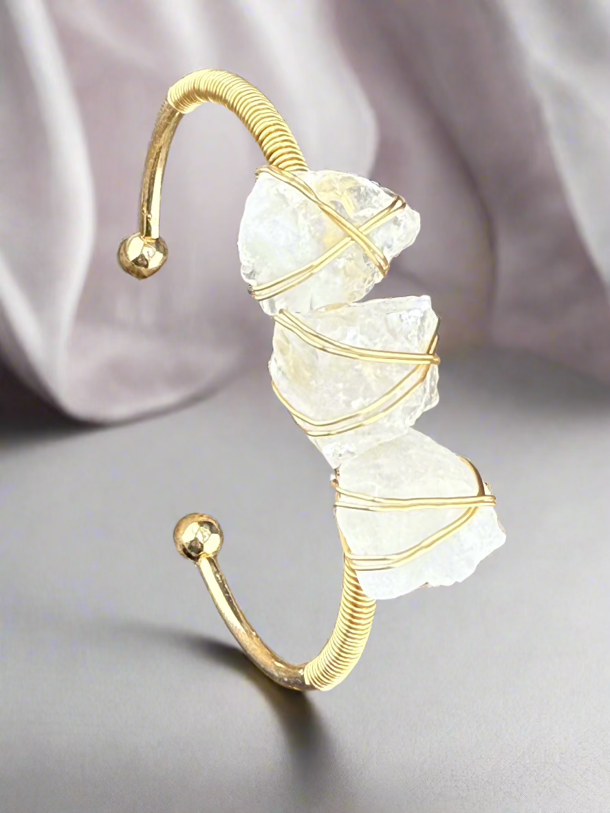 Natural Raw Crystals Cuff Bracelet