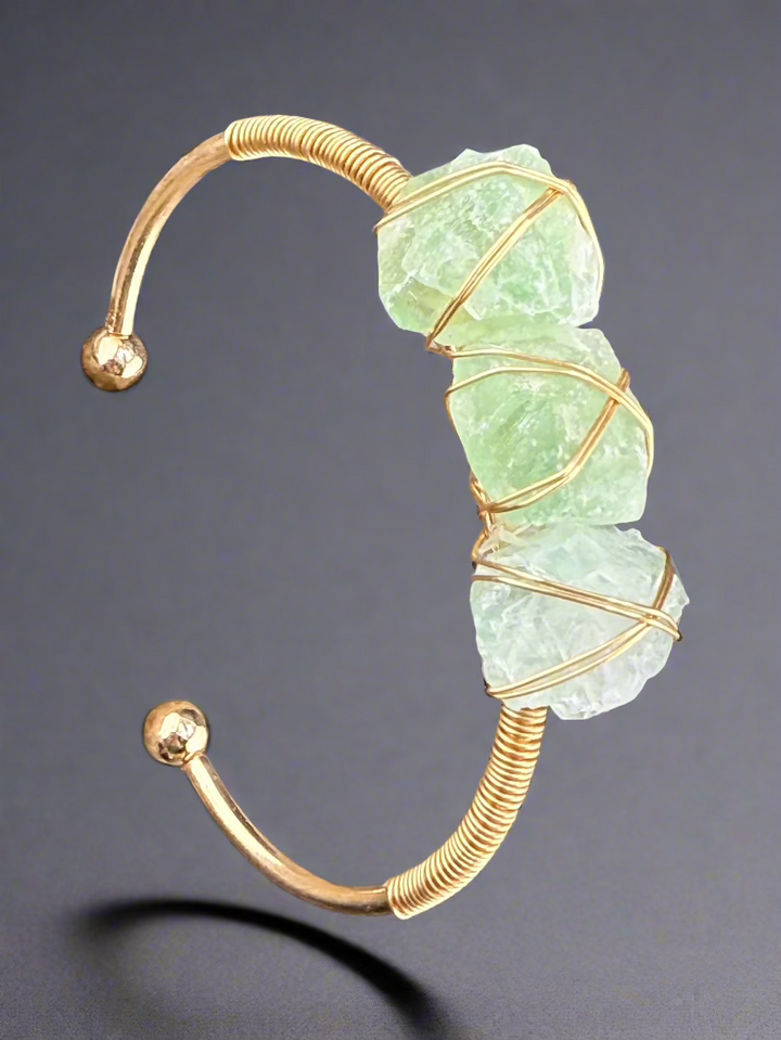 Natural Raw Crystals Cuff Bracelet