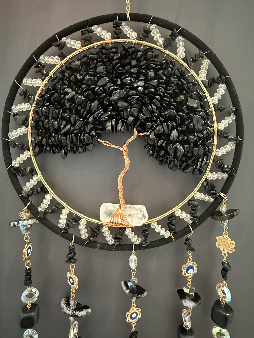 Obsidian Grounding & Protection Tree of Life Suncatcher (Extra Large)