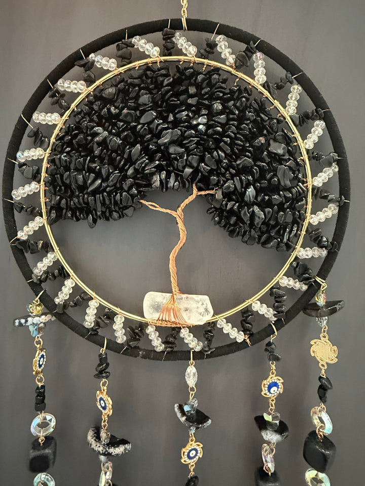 Obsidian Grounding & Protection Tree of Life Suncatcher (Extra Large)