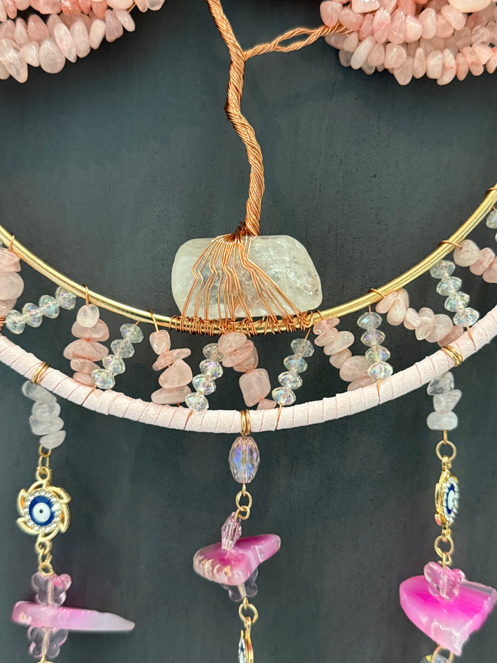 Rose Quartz Love & Harmony Tree of Life Suncatcher (Extra Large)
