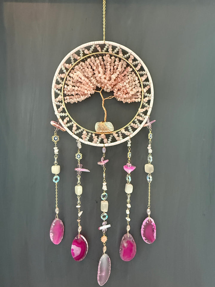 Rose Quartz Love & Harmony Tree of Life Suncatcher (Extra Large)