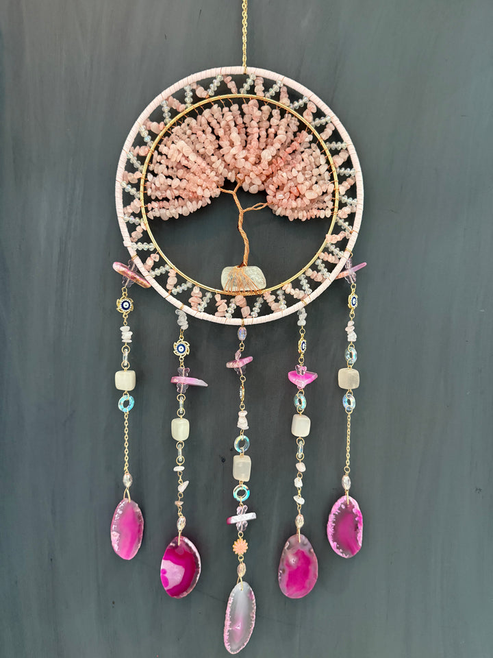 Rose Quartz Love & Harmony Tree of Life Suncatcher (Extra Large)