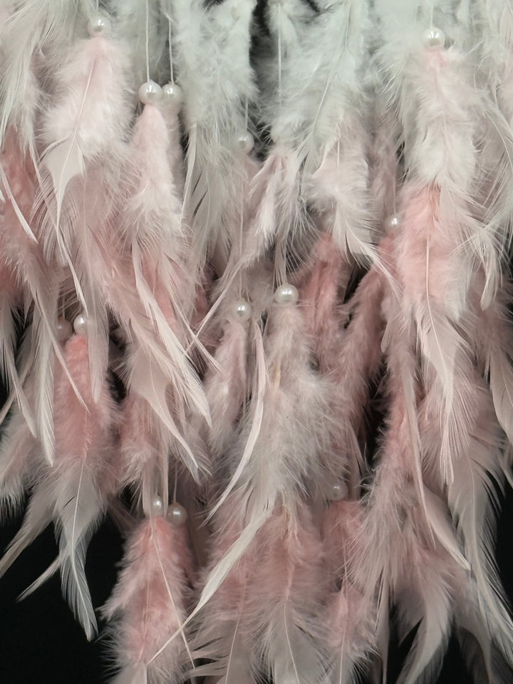 Tree of Love Dream Catcher – Rose Quartz, Carnelian, and Pearl Elegance