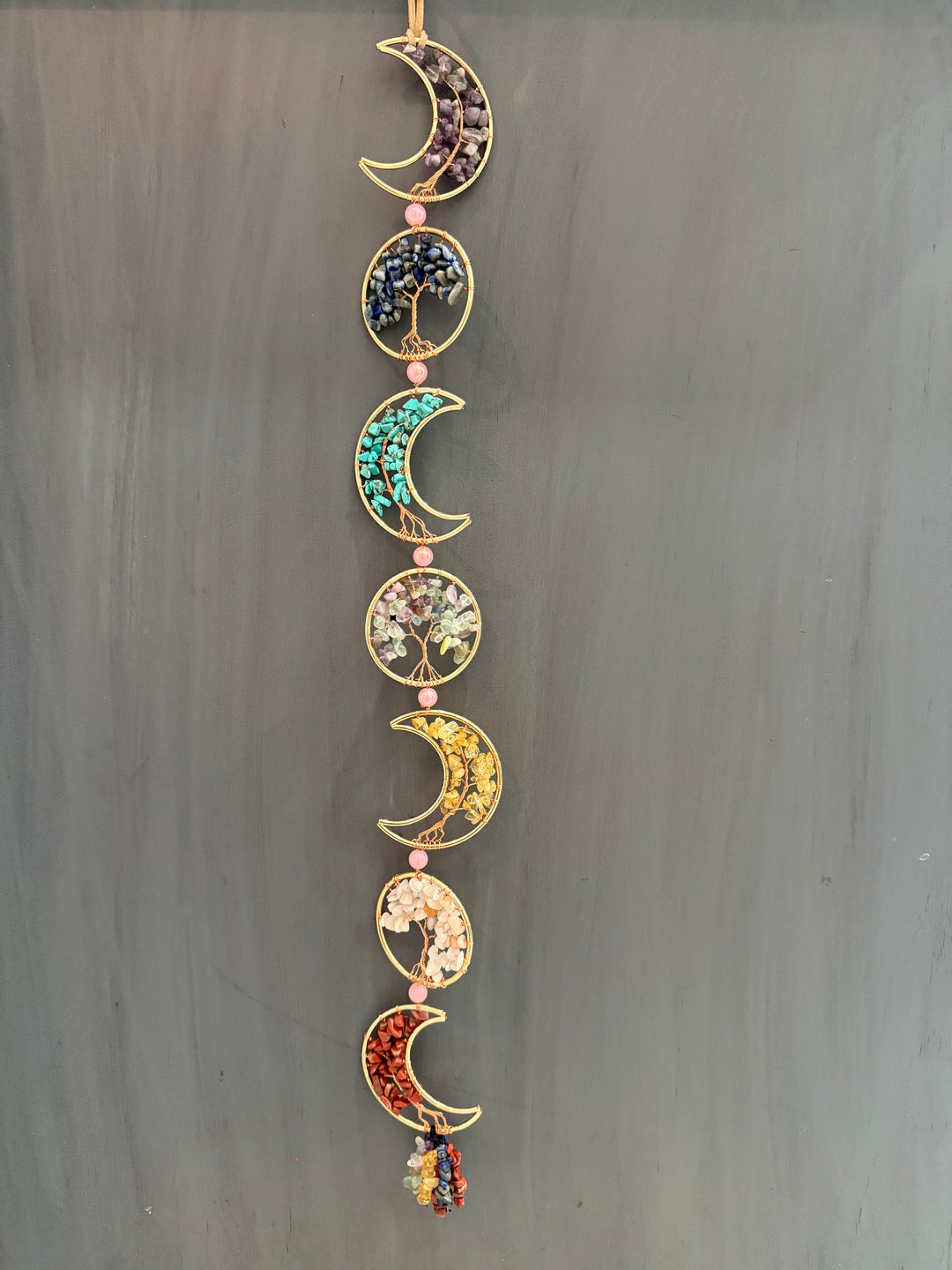 Celestial Harmony Crystal Moon & Tree of Life Wall Hanging