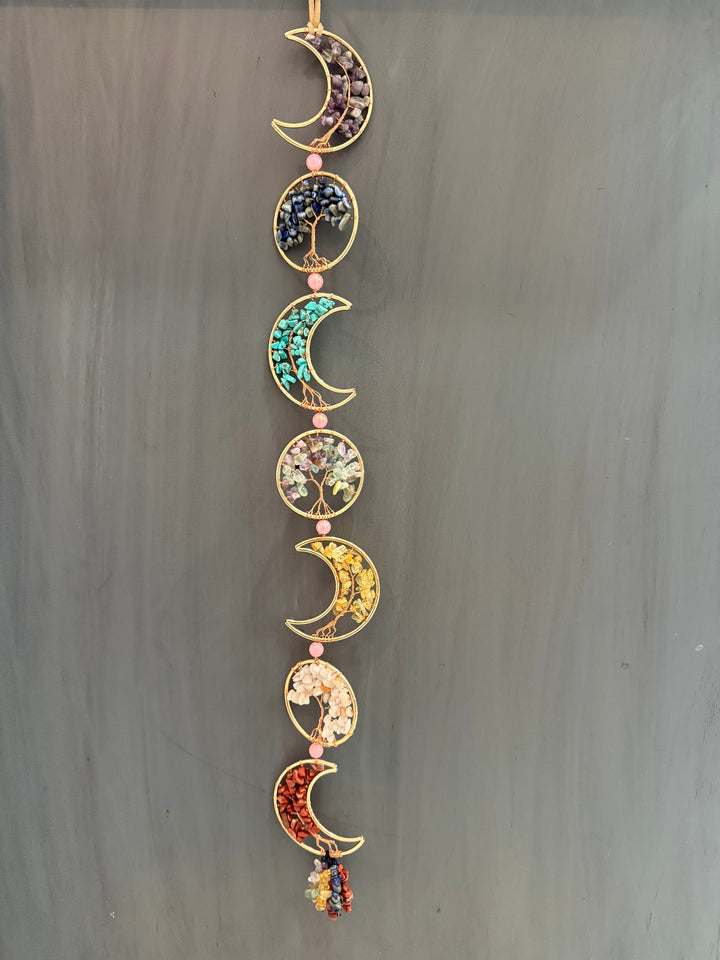 Celestial Harmony Crystal Moon & Tree of Life Wall Hanging