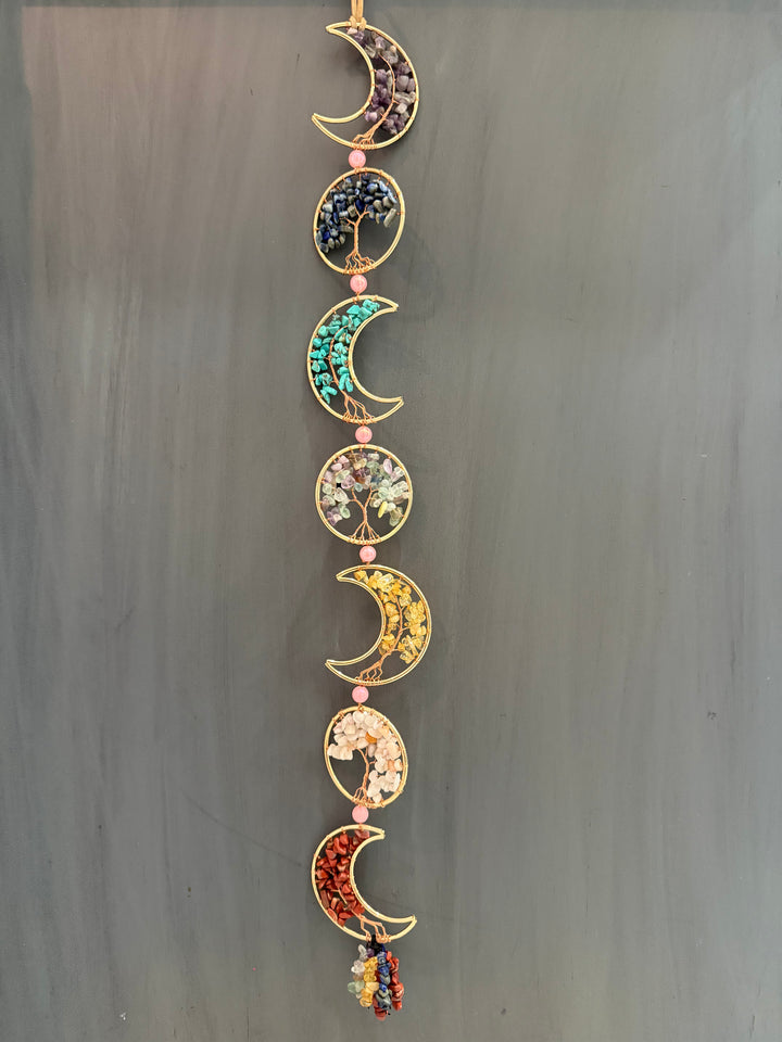 Celestial Harmony Crystal Moon & Tree of Life Wall Hanging