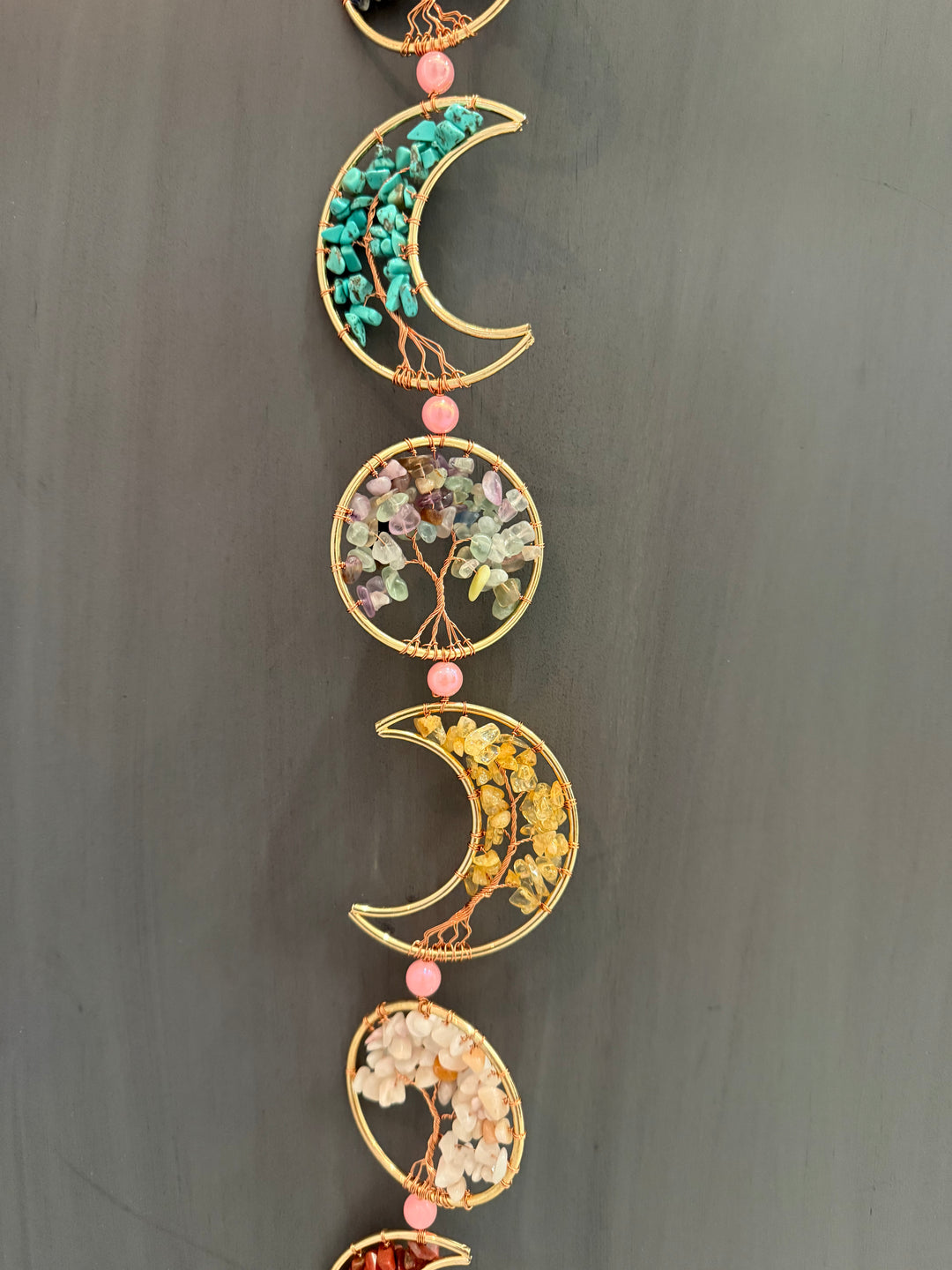 Celestial Harmony Crystal Moon & Tree of Life Wall Hanging