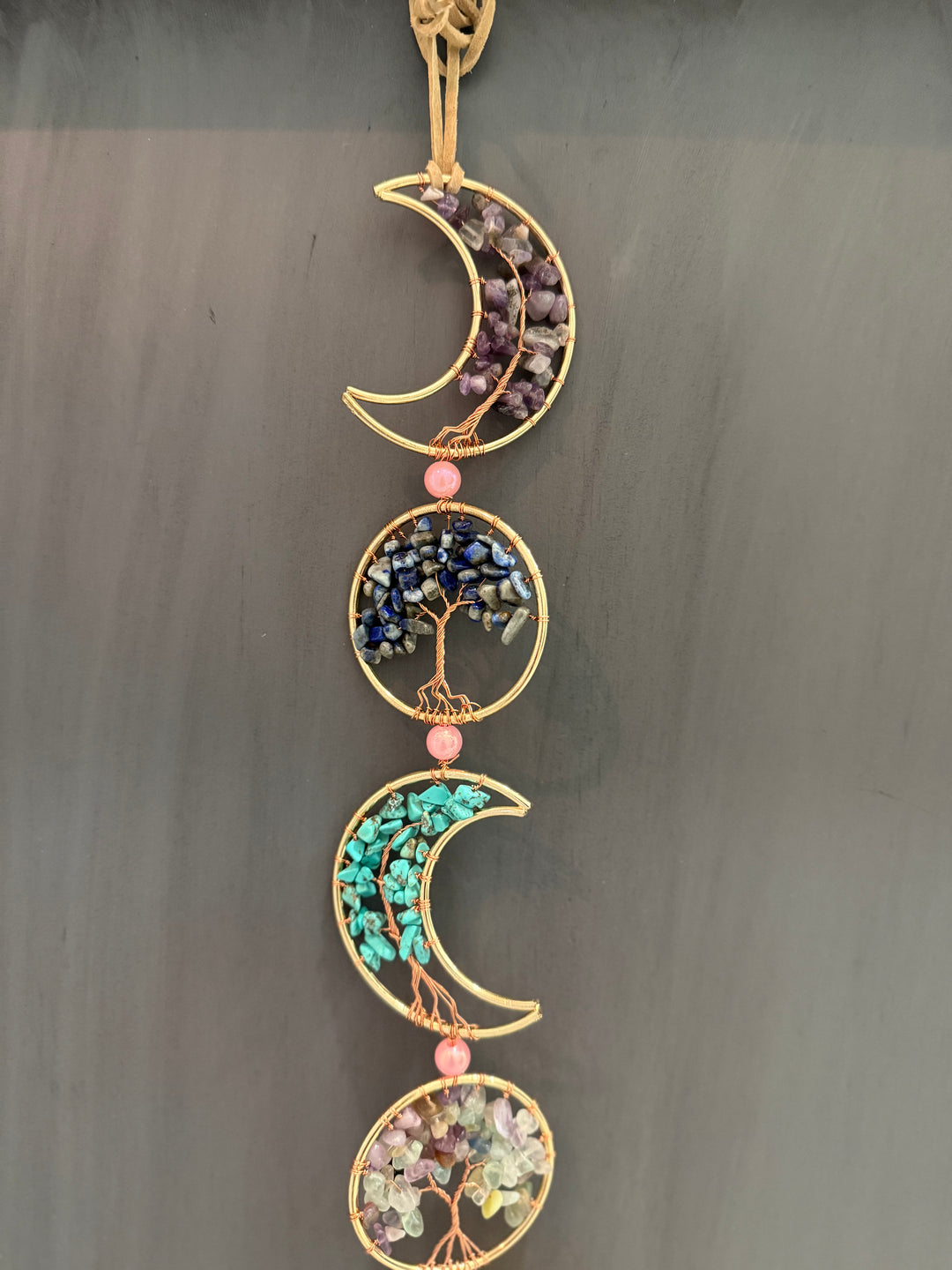 Celestial Harmony Crystal Moon & Tree of Life Wall Hanging