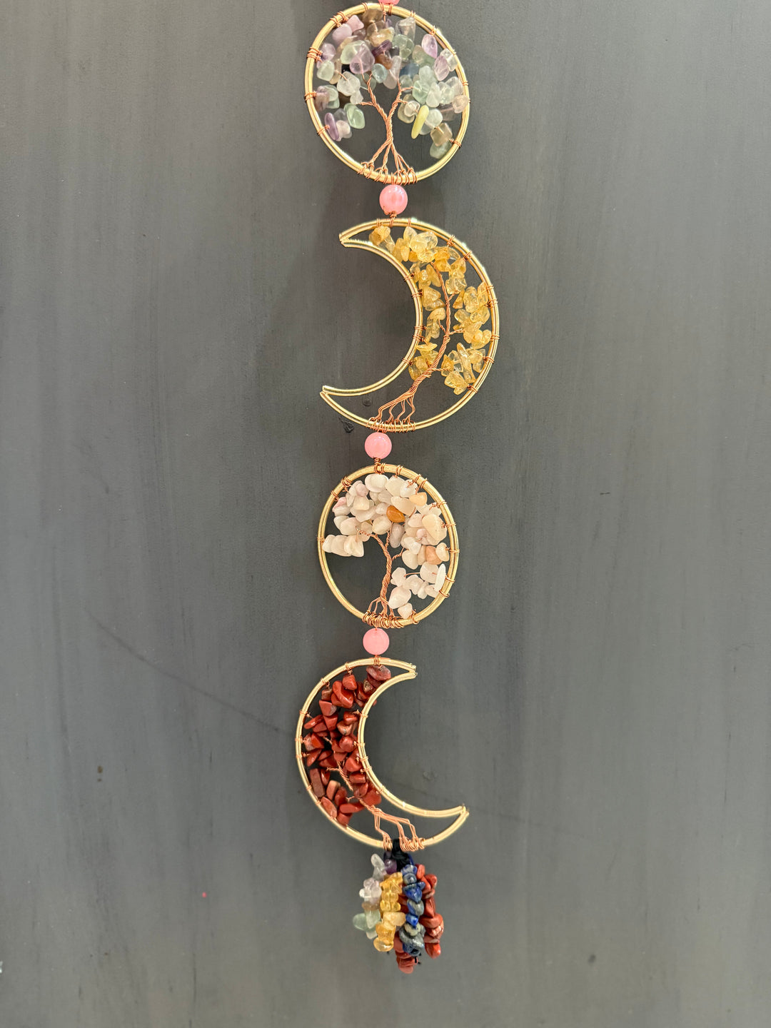 Celestial Harmony Crystal Moon & Tree of Life Wall Hanging
