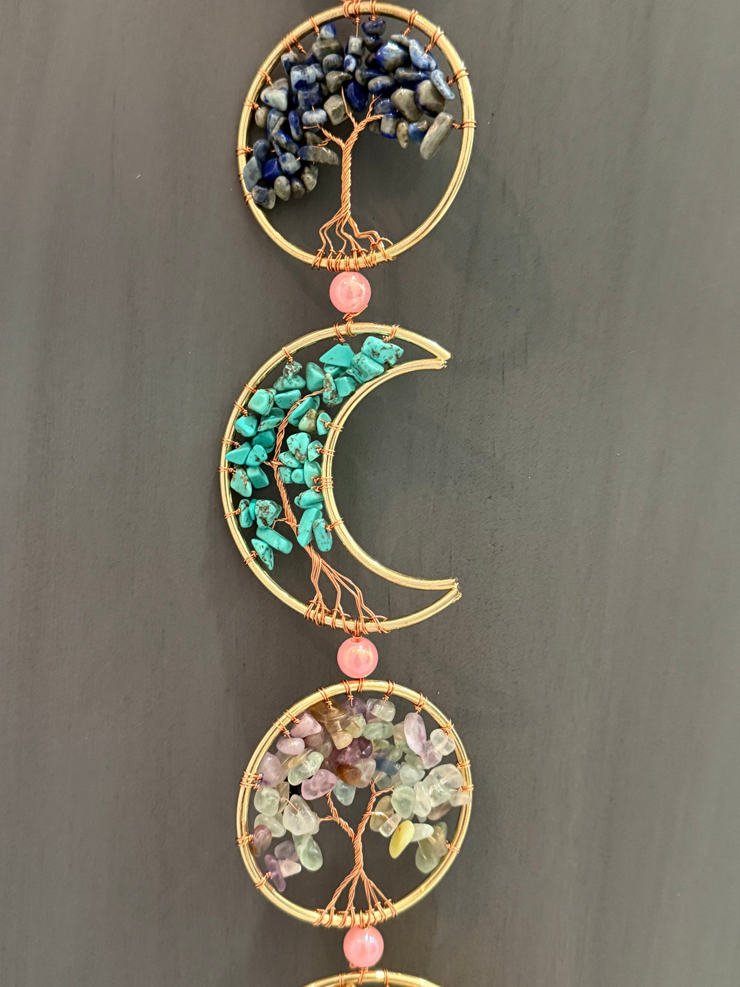 Celestial Harmony Crystal Moon & Tree of Life Wall Hanging