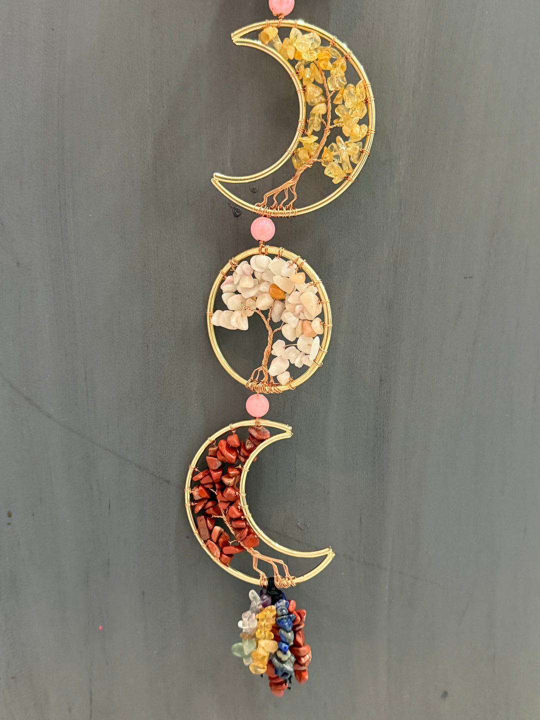 Celestial Harmony Crystal Moon & Tree of Life Wall Hanging