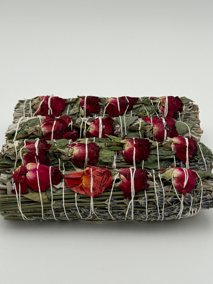 Serenity Blooms - 7" Sage Stick Infused with Red Roses, Lavender, and White Sage