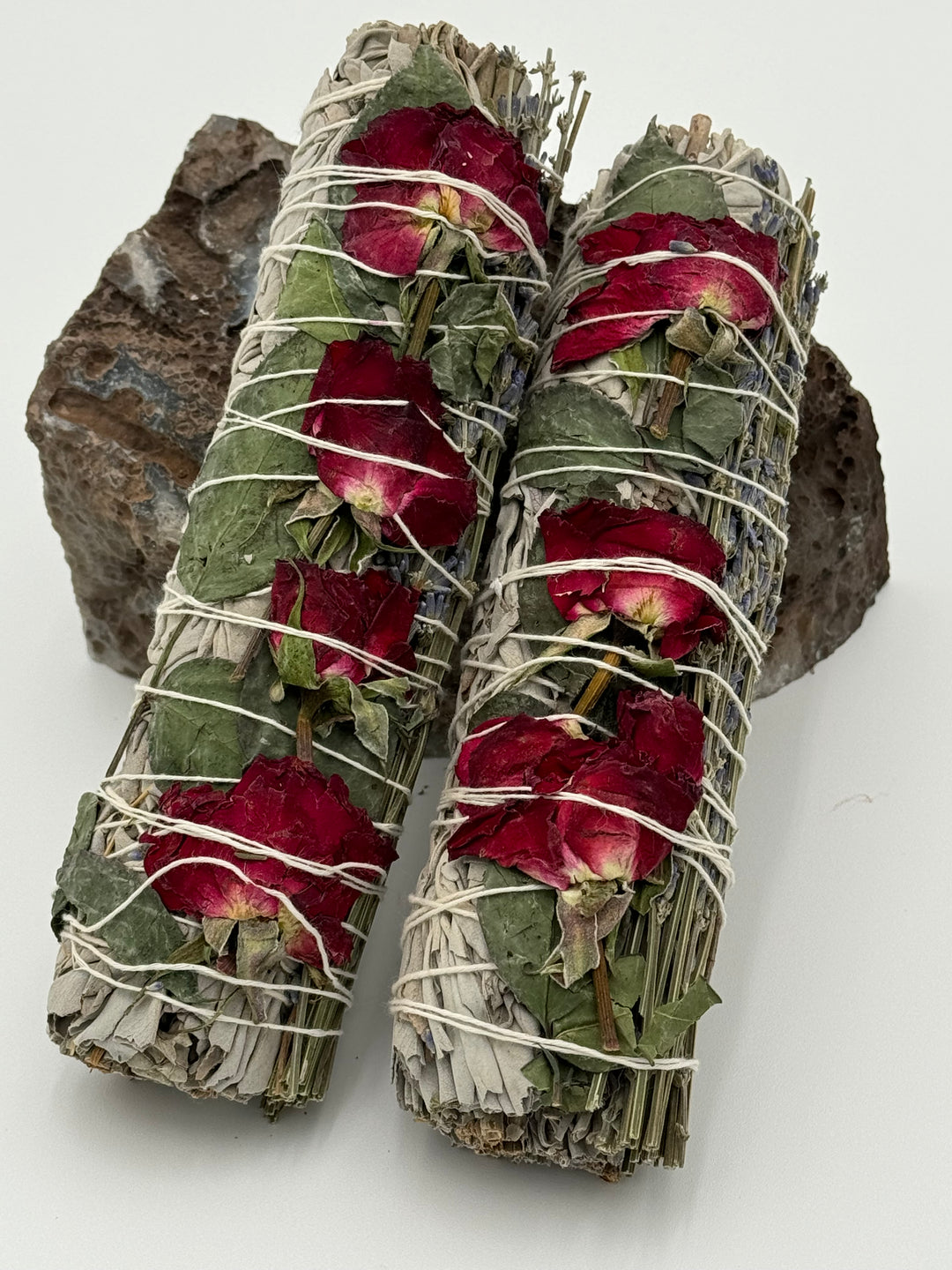 Serenity Blooms - 7" Sage Stick Infused with Red Roses, Lavender, and White Sage