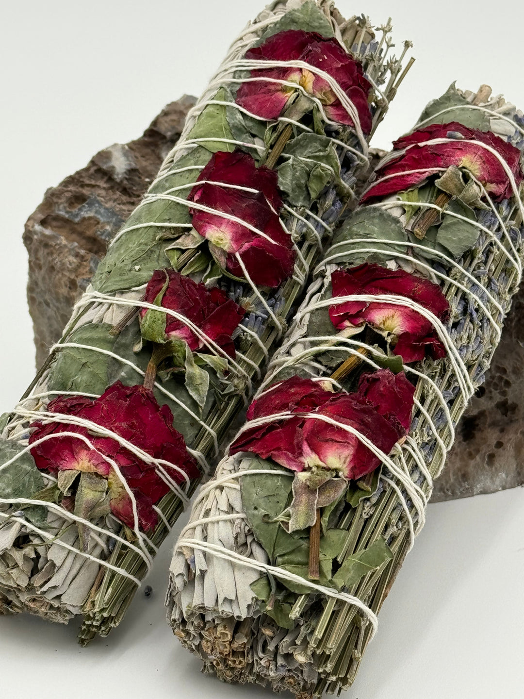 Serenity Blooms - 7" Sage Stick Infused with Red Roses, Lavender, and White Sage