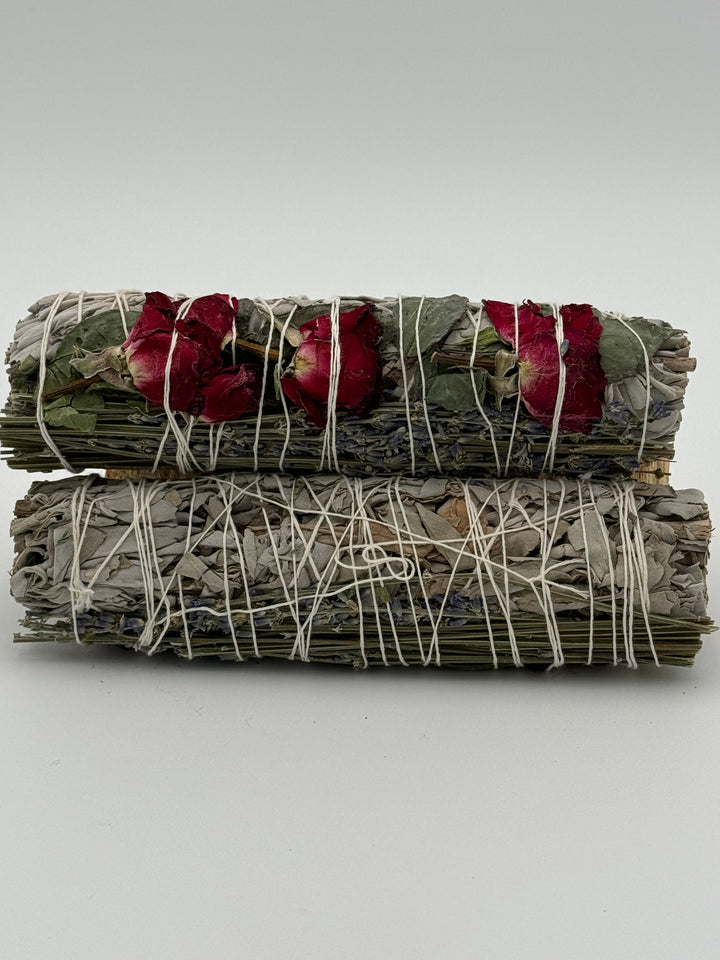 Serenity Blooms - 7" Sage Stick Infused with Red Roses, Lavender, and White Sage