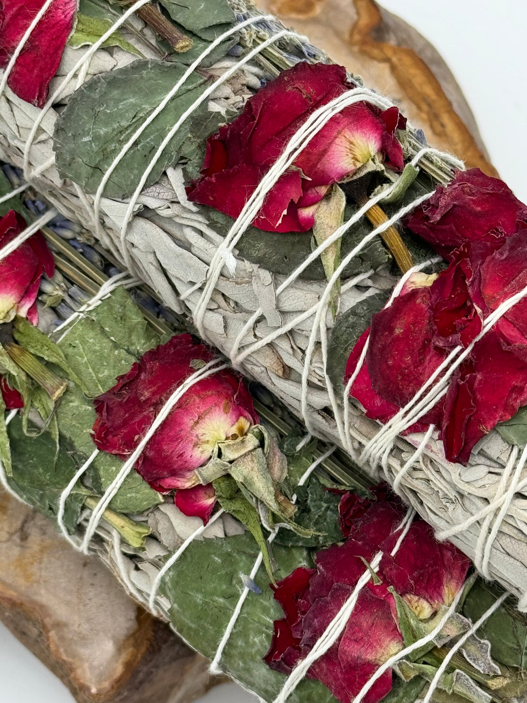 Serenity Blooms - 7" Sage Stick Infused with Red Roses, Lavender, and White Sage