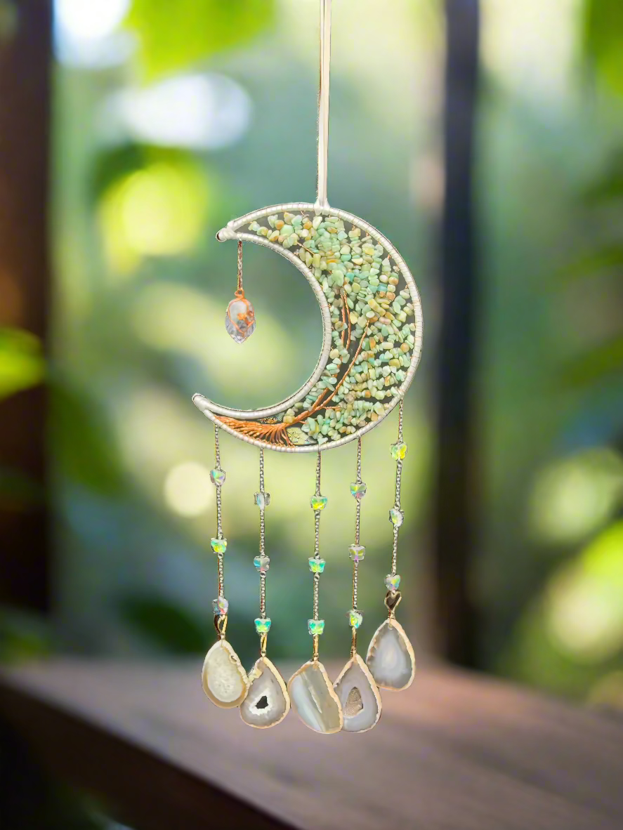 Lunar Dream & Sun catcher with Fluorite and Agate