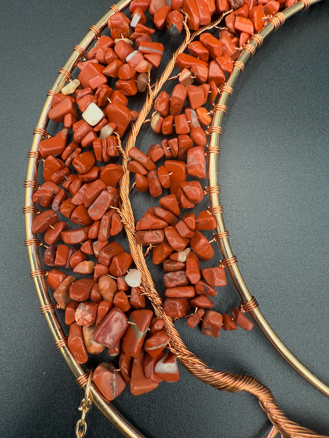 Golden Radiance Red Jasper Moon Dream Catcher-Sun Catcher