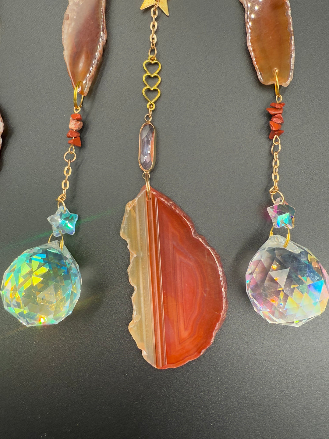 Golden Radiance Red Jasper Moon Dream Catcher-Sun Catcher