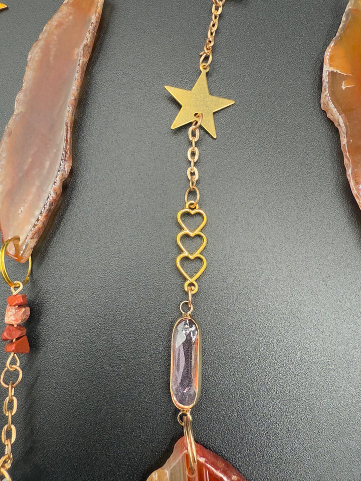Golden Radiance Red Jasper Moon Dream Catcher-Sun Catcher