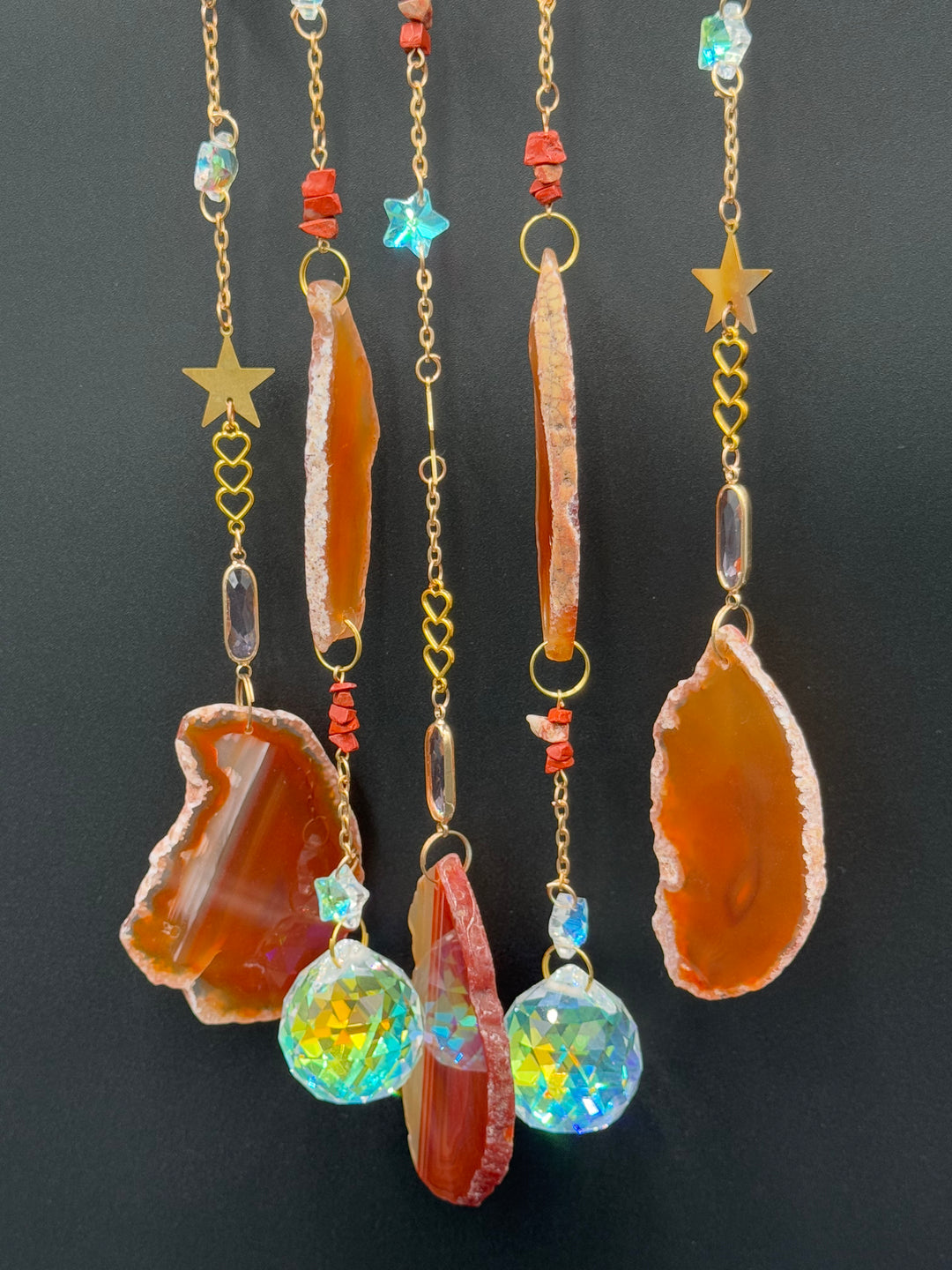 Golden Radiance Red Jasper Moon Dream Catcher-Sun Catcher