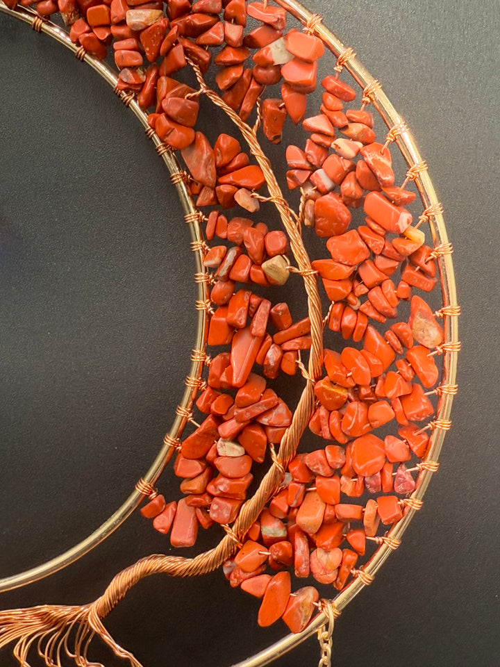 Golden Radiance Red Jasper Moon Dream Catcher-Sun Catcher