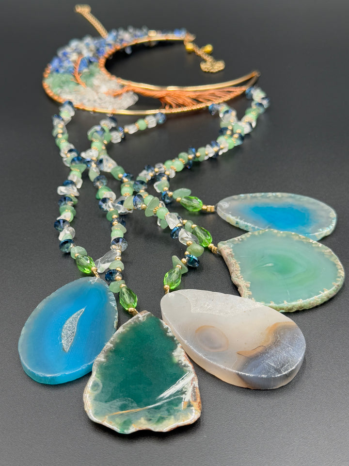 Celestial Harmony Moon Dream & Sun Catcher – Lapis Lazuli, Green Aventurine, and Clear Quartz