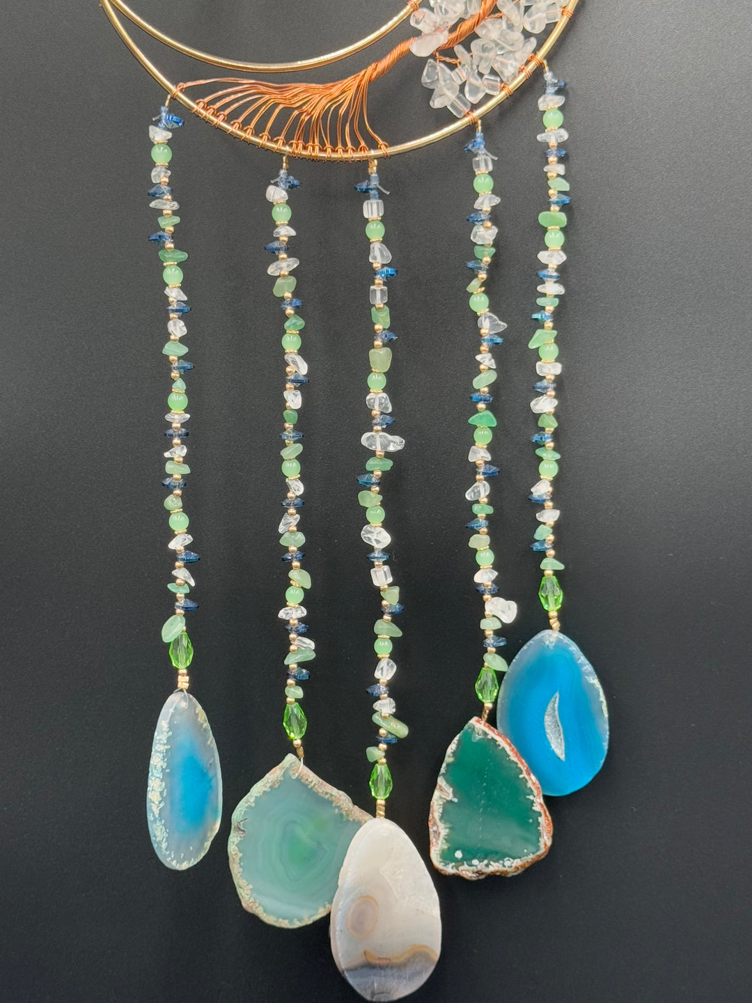 Celestial Harmony Moon Dream & Sun Catcher – Lapis Lazuli, Green Aventurine, and Clear Quartz