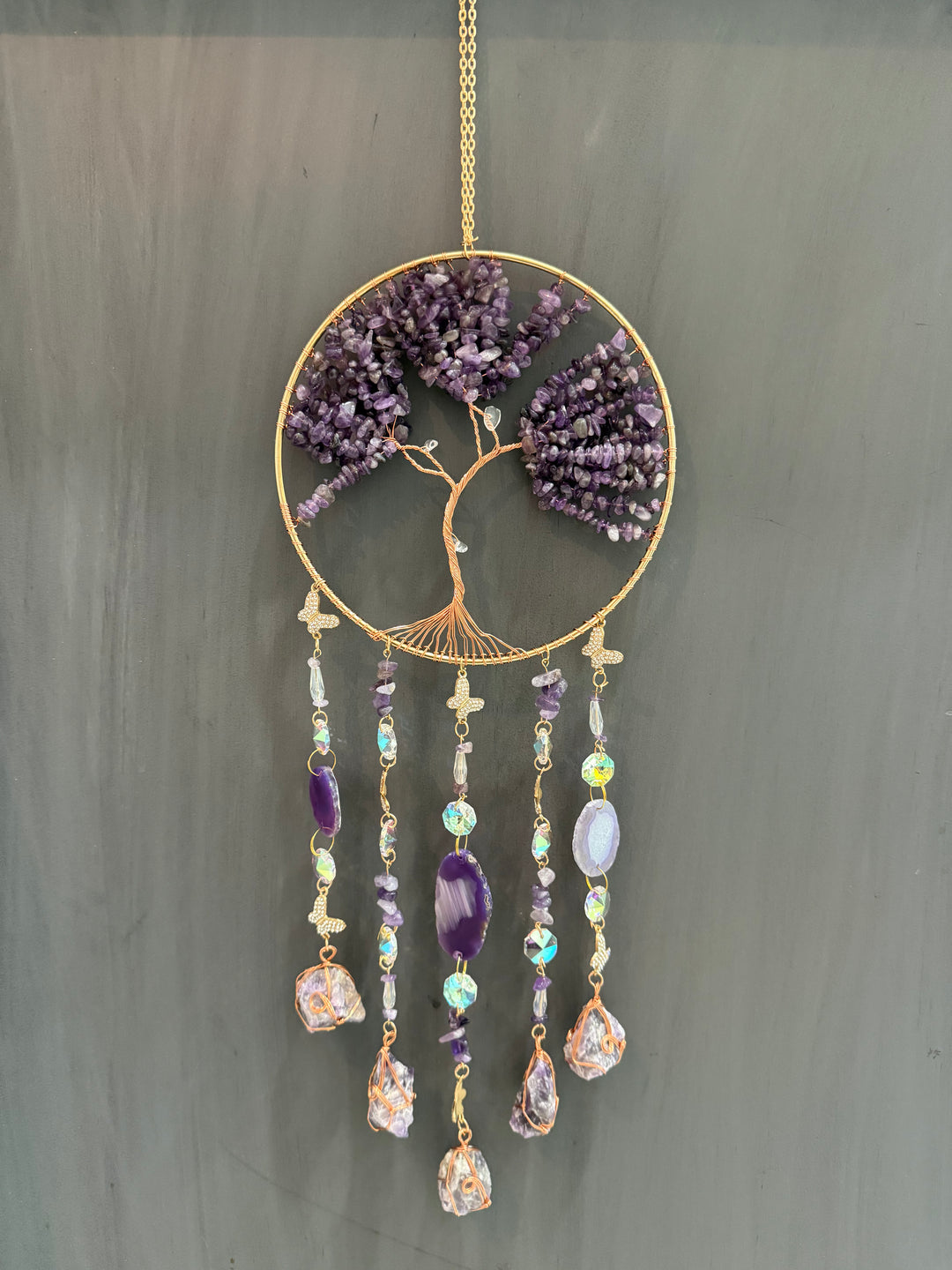 Amethyst Tree of Life Butterfly Sun Catcher