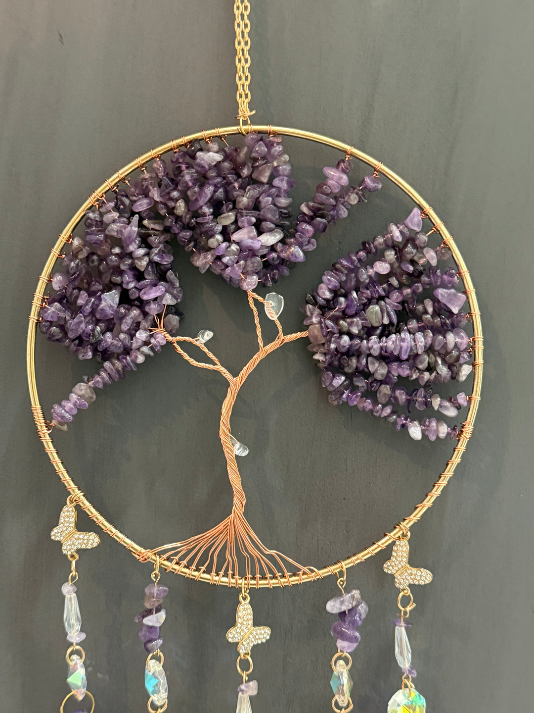 Amethyst Tree of Life Butterfly Sun Catcher