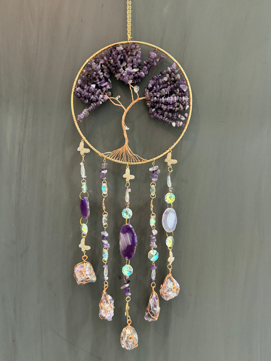 Amethyst Tree of Life Butterfly Sun Catcher