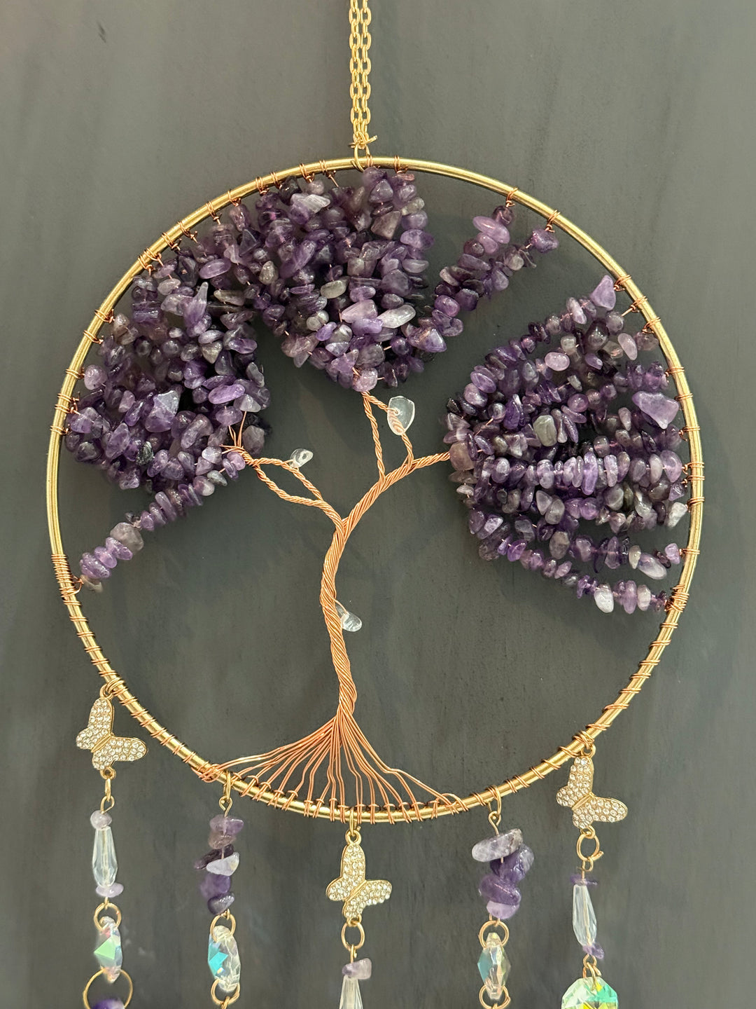 Amethyst Tree of Life Butterfly Sun Catcher