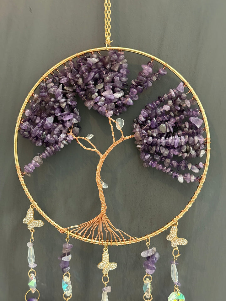 Amethyst Tree of Life Butterfly Sun Catcher