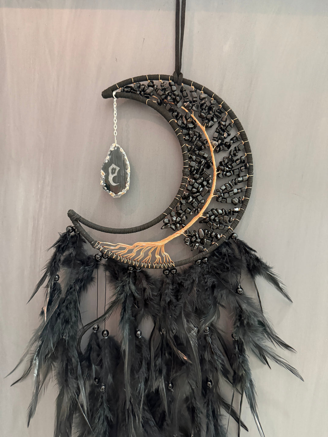 Black Obsidian and Agate Sun Catcher & Wall Decor