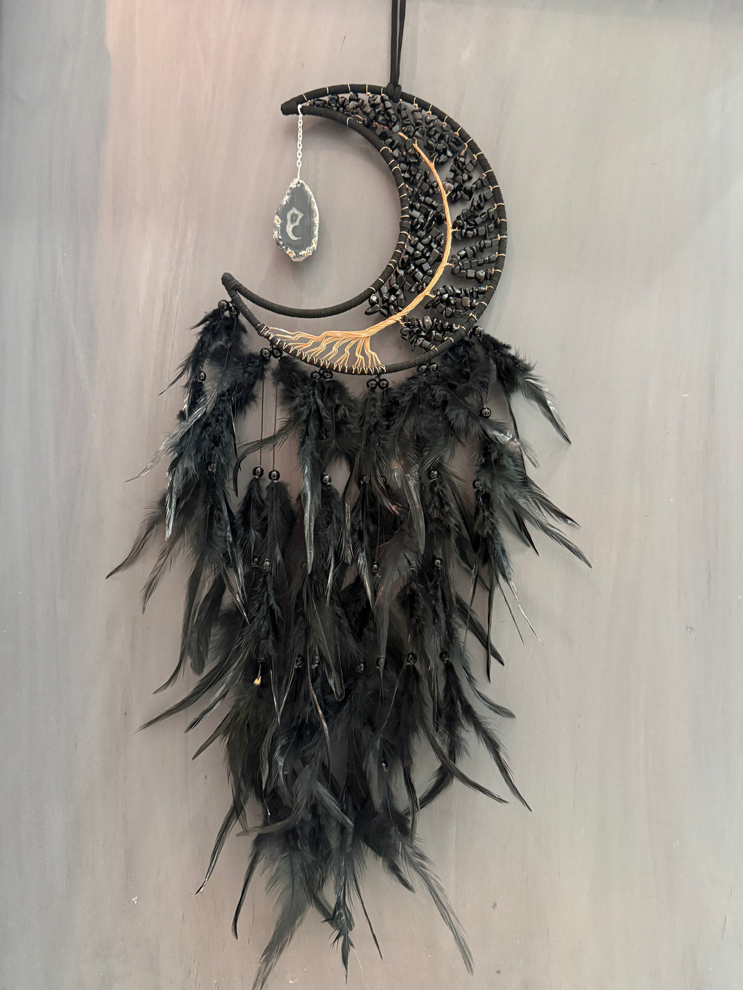 Black Obsidian and Agate Sun Catcher & Wall Decor